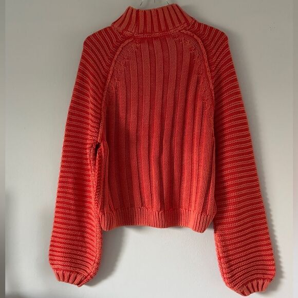 ⭕️ Free People Orange Cowl Neck Sweater with Balloon Sleeves - Picture 6 of 7